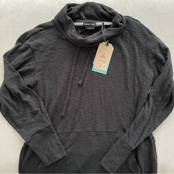 🆕 NWT Prana Freida cowl neck black knit top size large - Picture 7 of 12